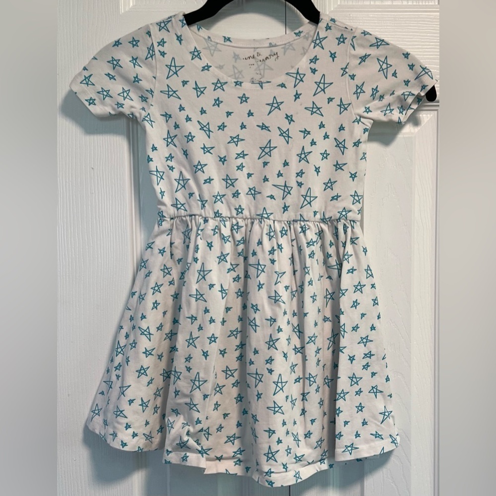 Girls' June & January Blue Star Short Sleeved Ruffle Dress